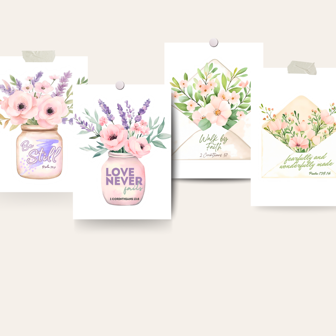 Floral Bible Verse Wall Art | Christian Scripture Printable | Inspirational Faith Digital Download Decor