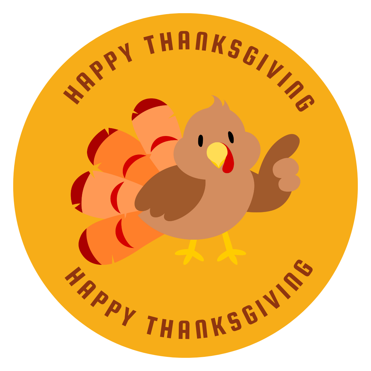 Happy Thanksgiving Day Circle Sticker - Printable Fall Sticker Sheet, Digital Download for Gifts, Envelopes, Labels & Party Favors