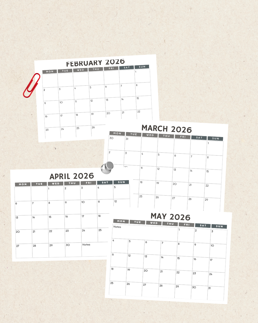 2026 Marble Calendar Printable | Elegant Digital Download Calendar | Minimalist Wall Art | Ready to Print Monthly Planner Pages