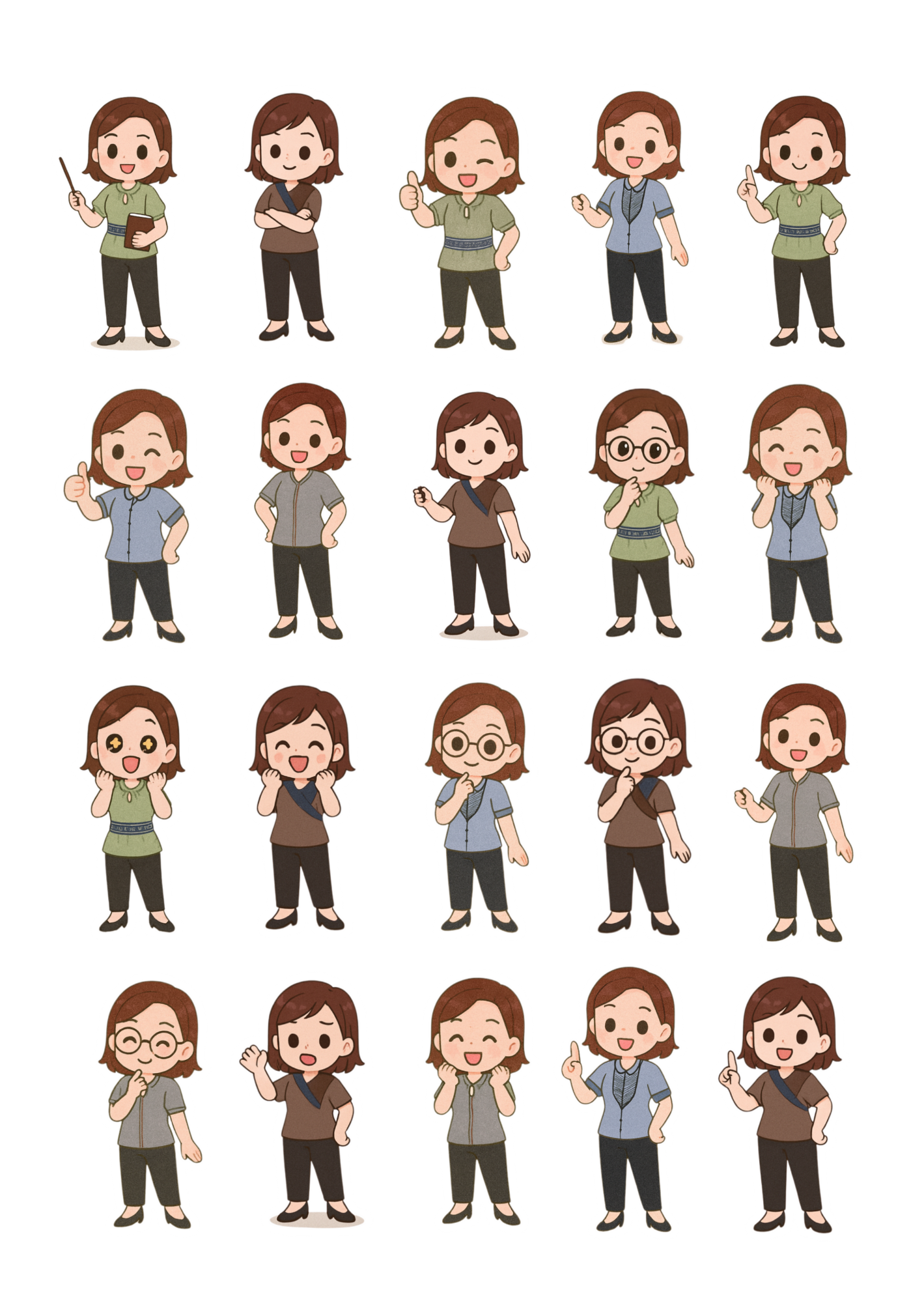 Cute Chibi Teacher Stickers | Adorable Classroom, Planner & Scrapbook Decor