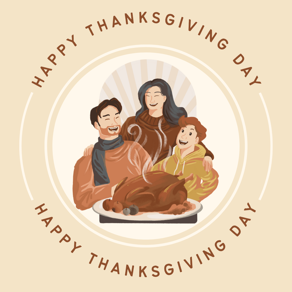 Happy Thanksgiving Day Circle Sticker - Printable Fall Sticker Sheet, Digital Download for Gifts, Envelopes, Labels & Party Favors