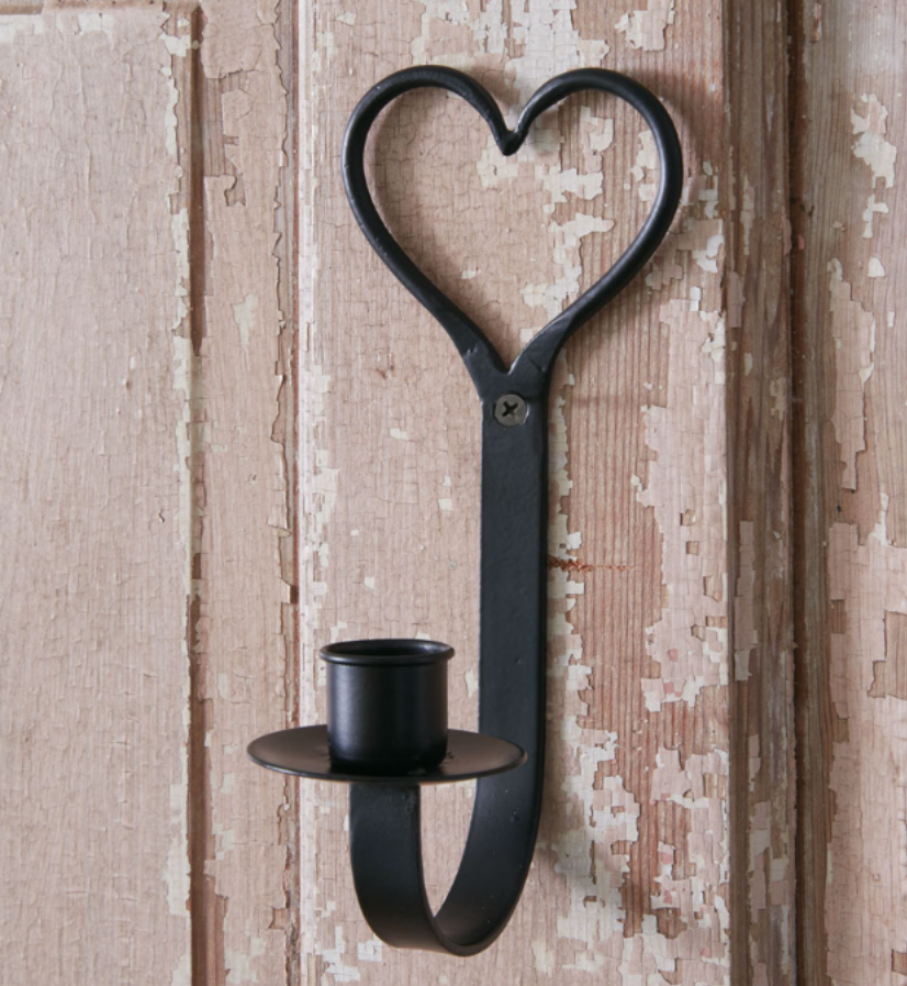 Primitive Heart Taper Candle Sconce - Box of 4