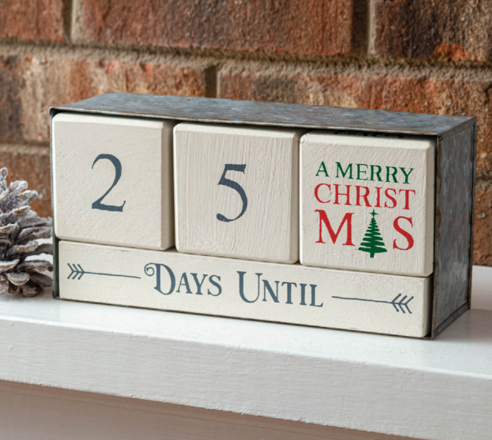Wooden Block Calendar with Metal Box