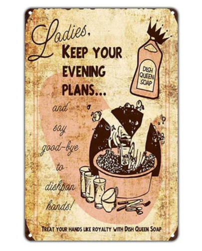 Ladies Keep Your Evening Plans Treat Your Hands Like Royalty With Dish Queen Soap Sign, Vintage Style Sign, Ships to US only, Home Decor, Gift Ideas