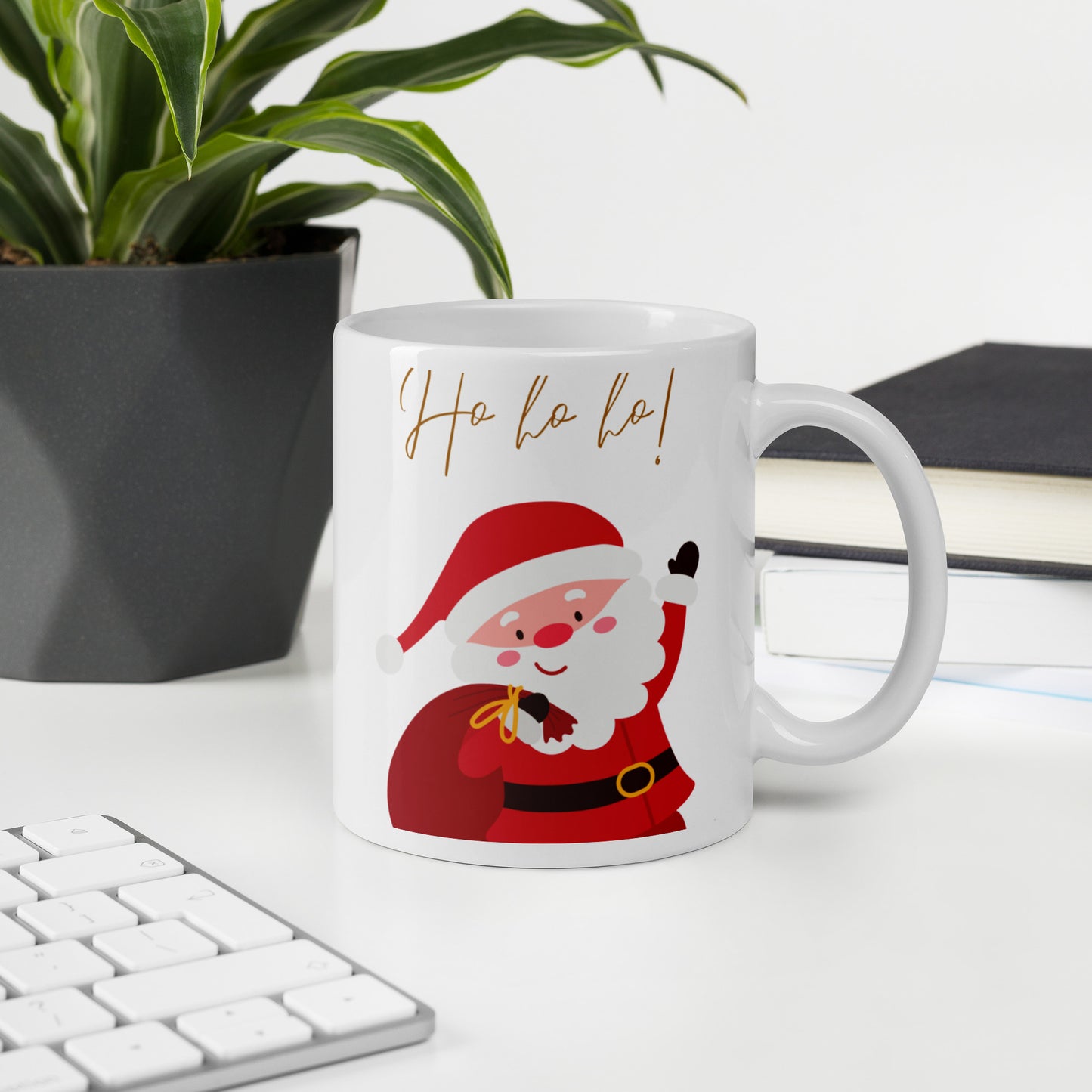Ho ho ho Santa Claus White Glossy Mug 11oz, 15oz, 20oz, for Coffee and Tea Lovers, For Birthday, Thanksgiving and Christmas Gift Ideas
