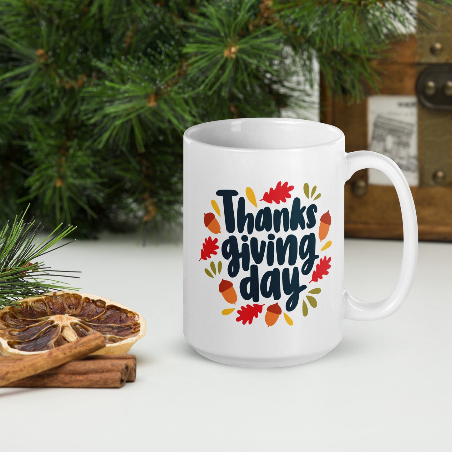 Thanksgiving Day White glossy 11oz, 15oz, 20oz Mug, Perfect for Coffee, Tea Lovers and Thanksgiving Day Gift Idea