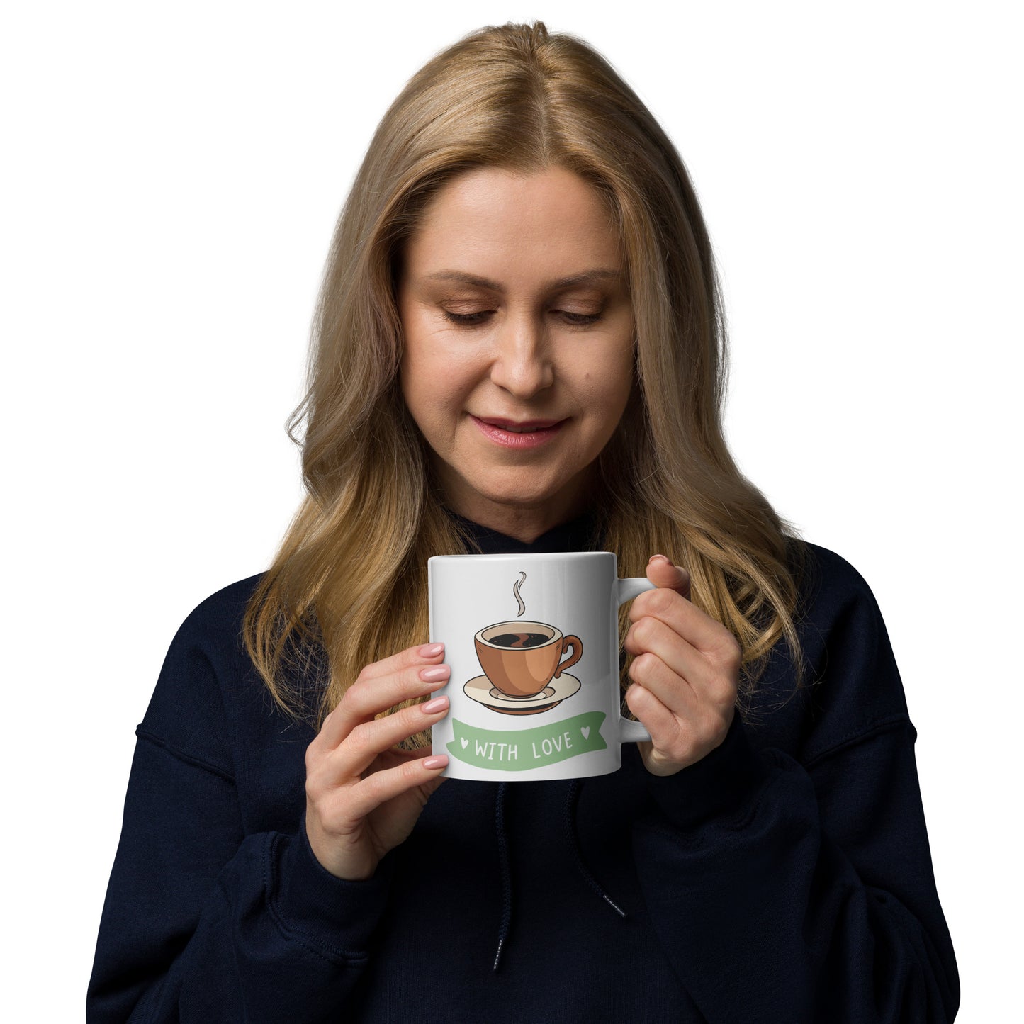 Cup of Coffee with Love, White Glossy Mug, Perfect for Coffee and Tea Lovers, Birthday Gift for Family and Friends