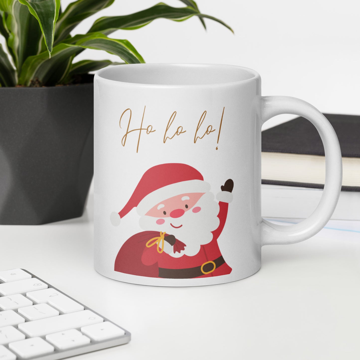 Ho ho ho Santa Claus White Glossy Mug 11oz, 15oz, 20oz, for Coffee and Tea Lovers, For Birthday, Thanksgiving and Christmas Gift Ideas