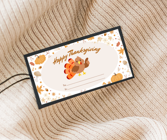 Illustrative Happy Thanksgiving Tag Card - Printable Digital Download for Gifts, Decor, Holiday Crafts, Personalized Thanksgiving Tags & Thanksgiving Cards