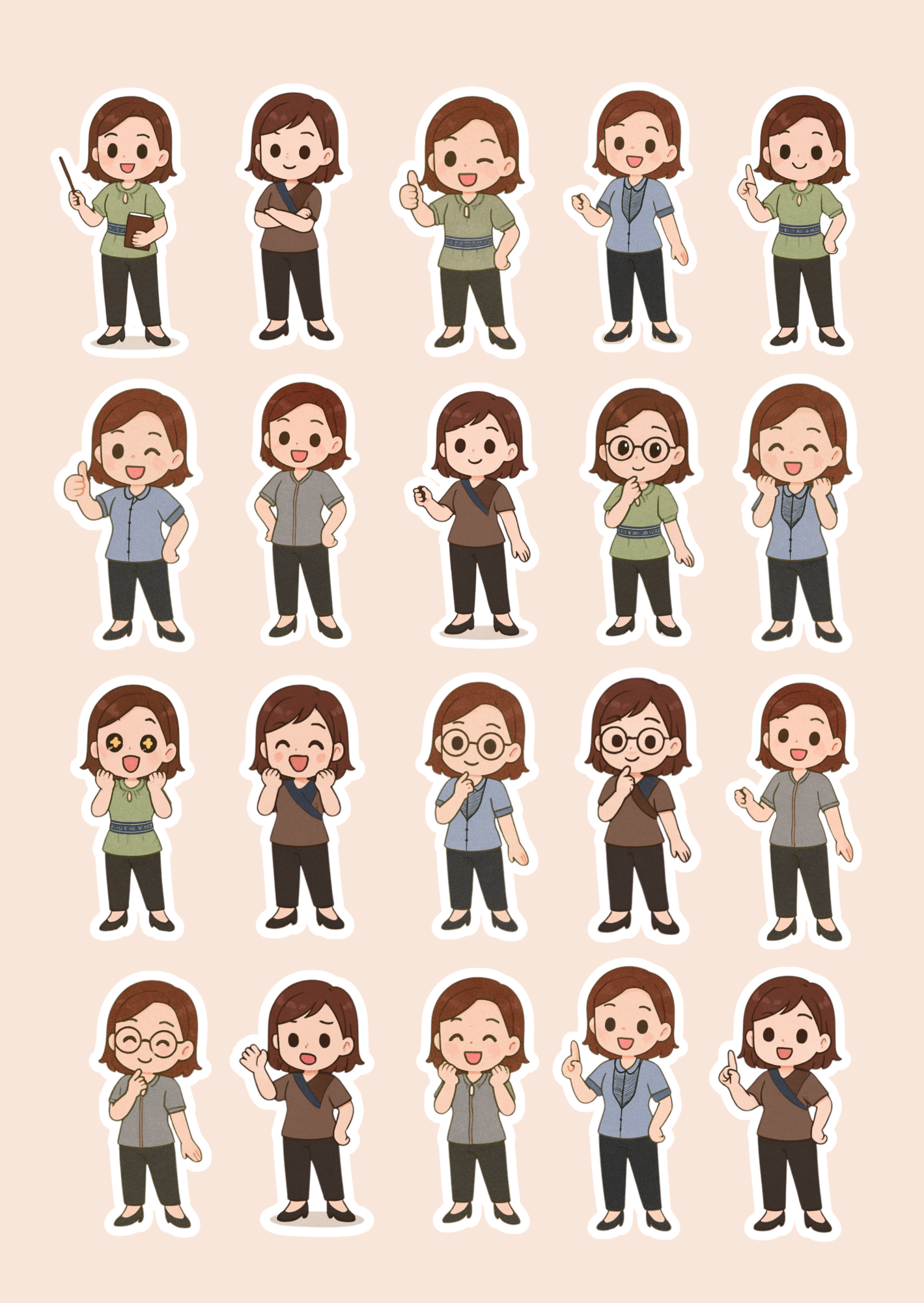Cute Chibi Teacher Stickers | Adorable Classroom, Planner & Scrapbook Decor