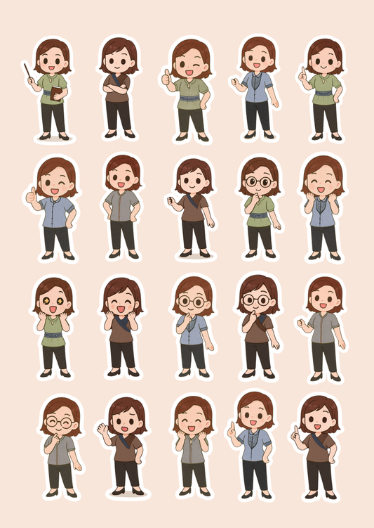 Cute Chibi Teacher Stickers | Adorable Classroom, Planner & Scrapbook Decor