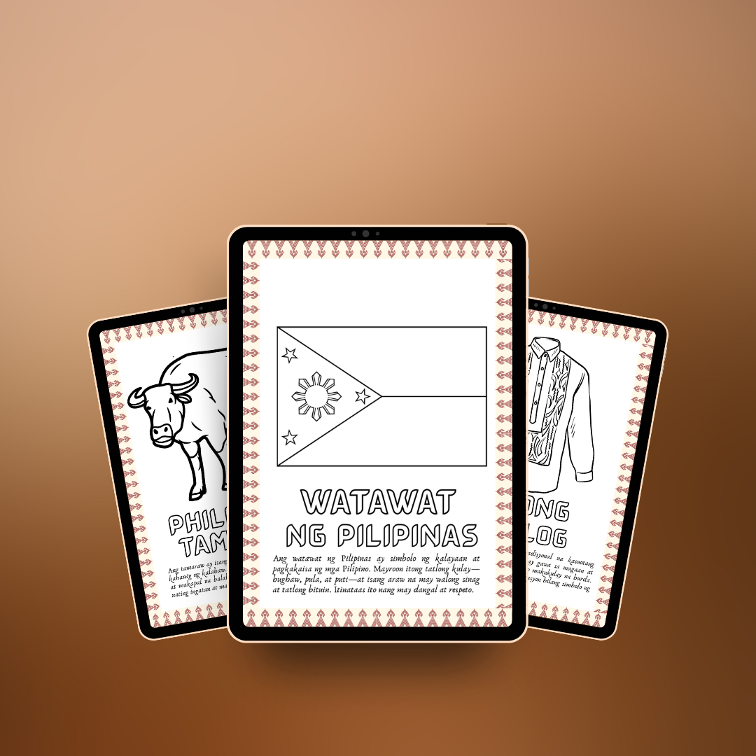 Filipino-Themed Coloring Book | Beige Illustrative Style | Digital Download for Cultural Art & Fun