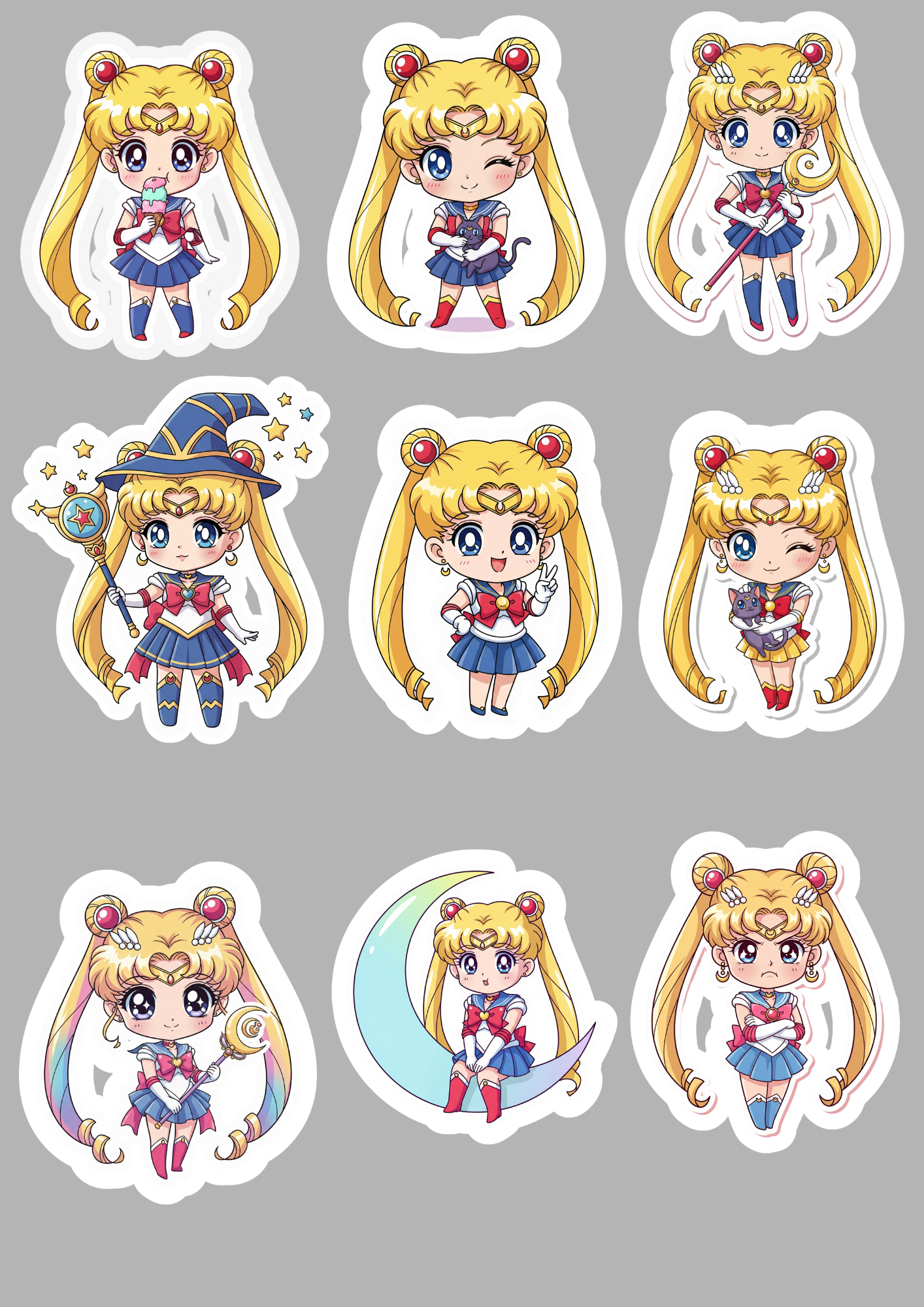 Sailor Moon Stickers Pack | Anime Stickers | Cute Kawaii Waterproof Stickers for Laptop, Water Bottle, Journal, Scrapbook, Planner