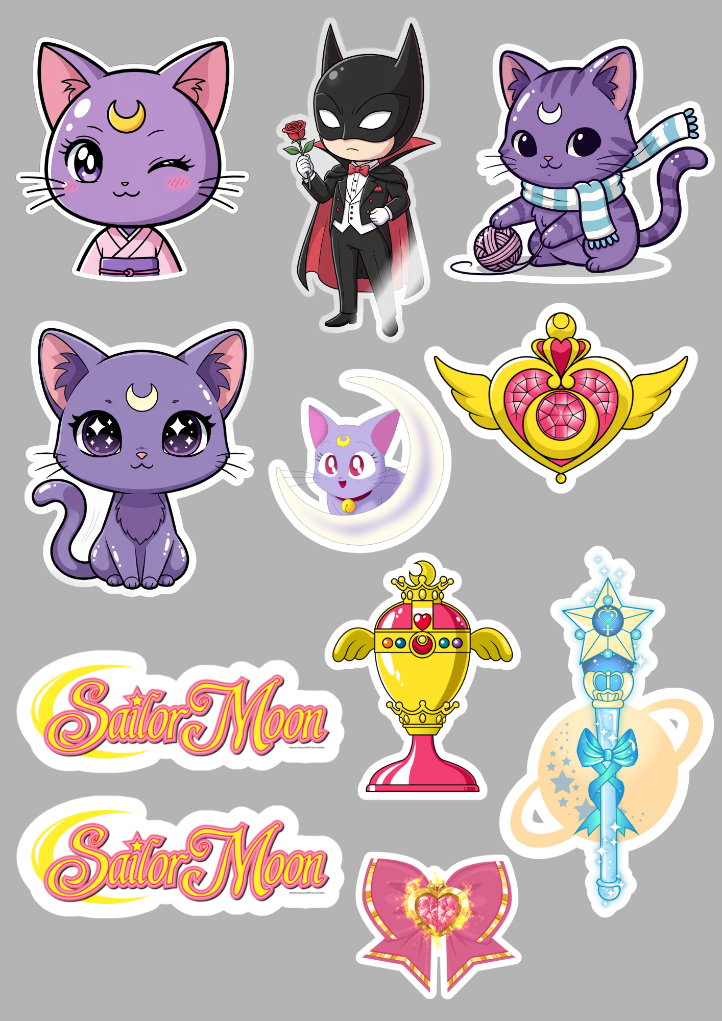Sailor Moon Stickers Pack | Anime Stickers | Cute Kawaii Waterproof Stickers for Laptop, Water Bottle, Journal, Scrapbook, Planner