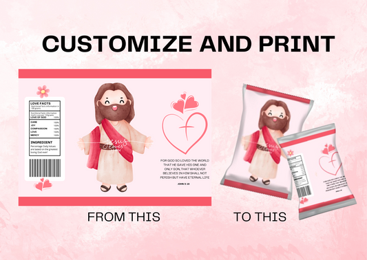 Jesus Loves You Chip Bag Template – Christian Party Favor, Evangelism Wrapper, Printable Digital Download