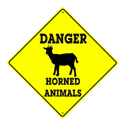 Danger Horned Animals Diamond Sign 12 x 12