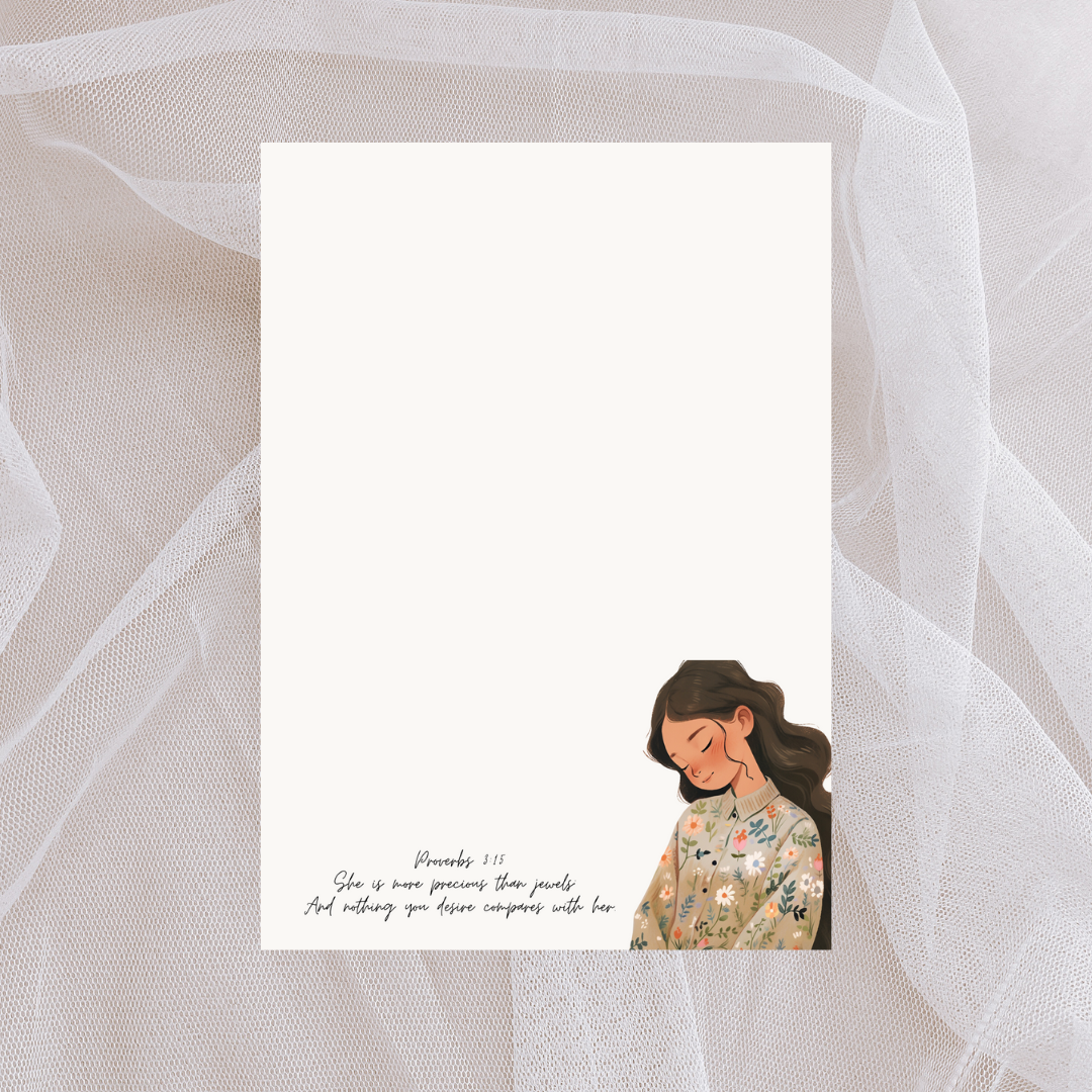 Printable A4 Stationery Set – Aesthetic Girl Graphics, Cute Kawaii Letter Paper, Digital Download Writing Paper