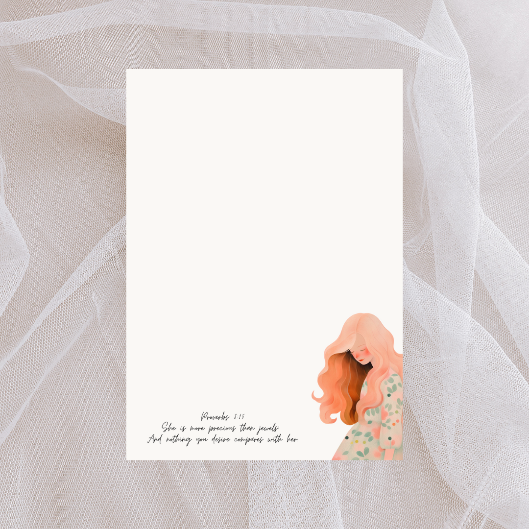 Printable A4 Stationery Set – Aesthetic Girl Graphics, Cute Kawaii Letter Paper, Digital Download Writing Paper