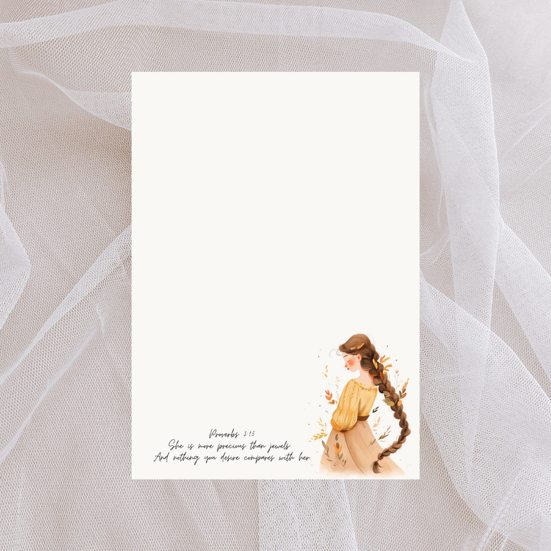 Printable A4 Stationery Set – Aesthetic Girl Graphics, Cute Kawaii Letter Paper, Digital Download Writing Paper