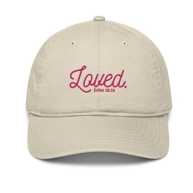Loved Organic Hat, Ships to US only, One Size, Perfect for Birthday gift, design, pink