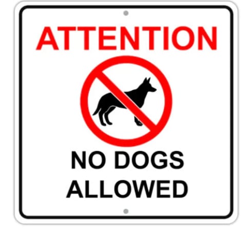 Attention No Dogs Allowed Private Property Square, Ships to US only, Aluminum Sign, Pet Sign, Yard Sign, Warning Sign