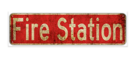 Fire Station Street Sign Aluminum, Ships to US only, 4x13.5", 4x18" Rounded Corners