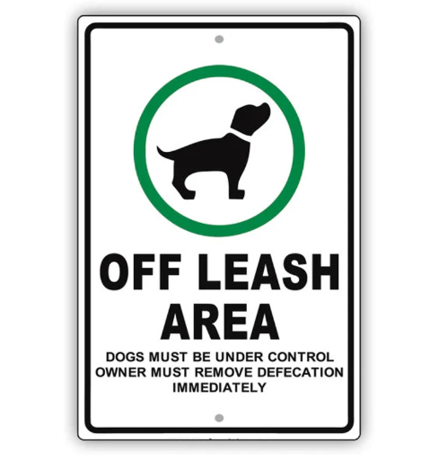 Funny Off Leash Dog Park Sign – Dogs Must Be Controlled, Clean Up Poop – Aluminum Outdoor Yard Decor – Ships to US Only