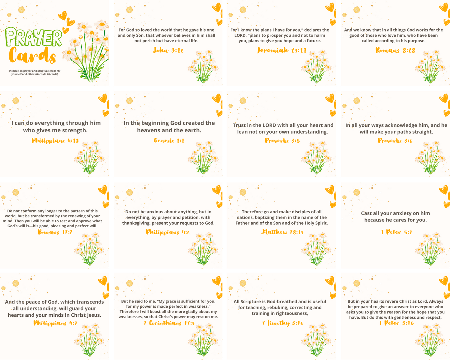Christian Prayer Cards Printable – Digital Download | Scripture & Bible Verse Prayer Cards | Faith-Based Encouragement Cards