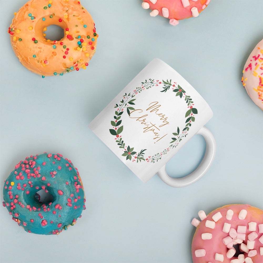 Merry Christmas White Glossy Mug 11oz, 15oz, 20oz, for Coffee and Tea Lovers, For Birthday, Thanksgiving and Christmas Gift Ideas