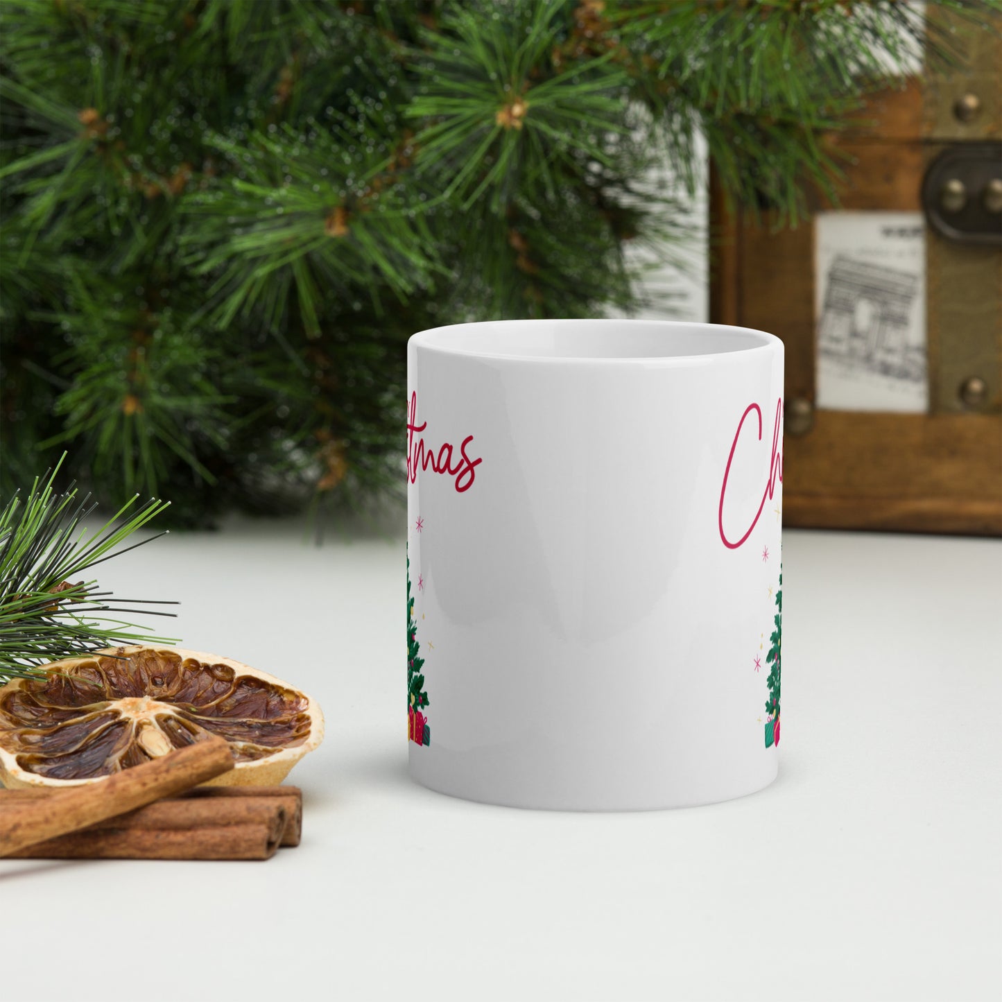 Merry Christmas tree White Glossy Mug 11oz, 15oz, 20oz, for Coffee and Tea Lovers, For Birthday, Thanksgiving and Christmas Gift Ideas