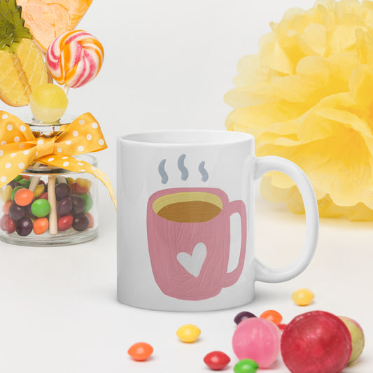 Cup of Coffee, White Glossy Mug, Perfect for Coffee and Tea Lovers, Birthday Gift for Family and Friends