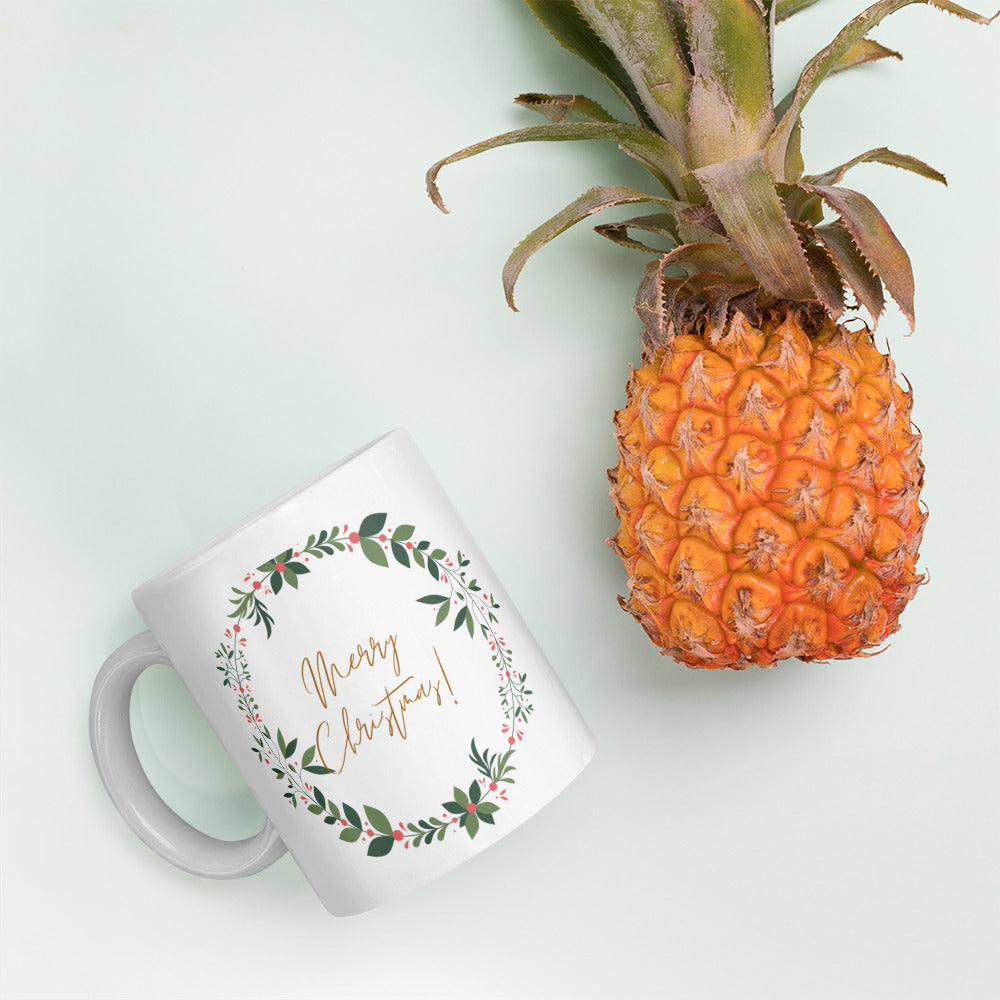 Merry Christmas White Glossy Mug 11oz, 15oz, 20oz, for Coffee and Tea Lovers, For Birthday, Thanksgiving and Christmas Gift Ideas