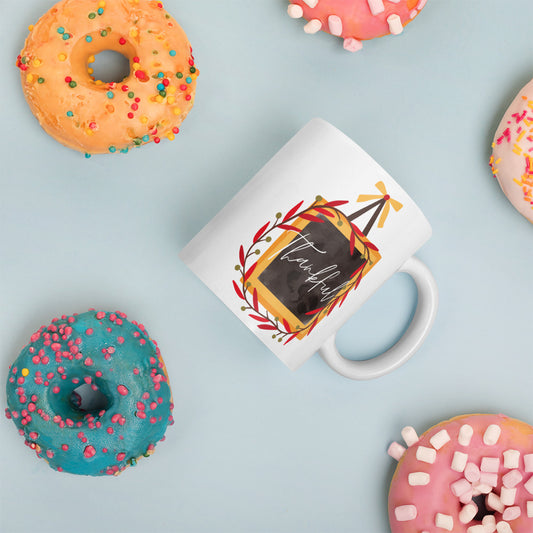 Thankful White glossy 11oz, 15oz, 20oz mug, Perfect for Birthday, Thanksgiving And Christmas Gift Idea for our Family and Friends