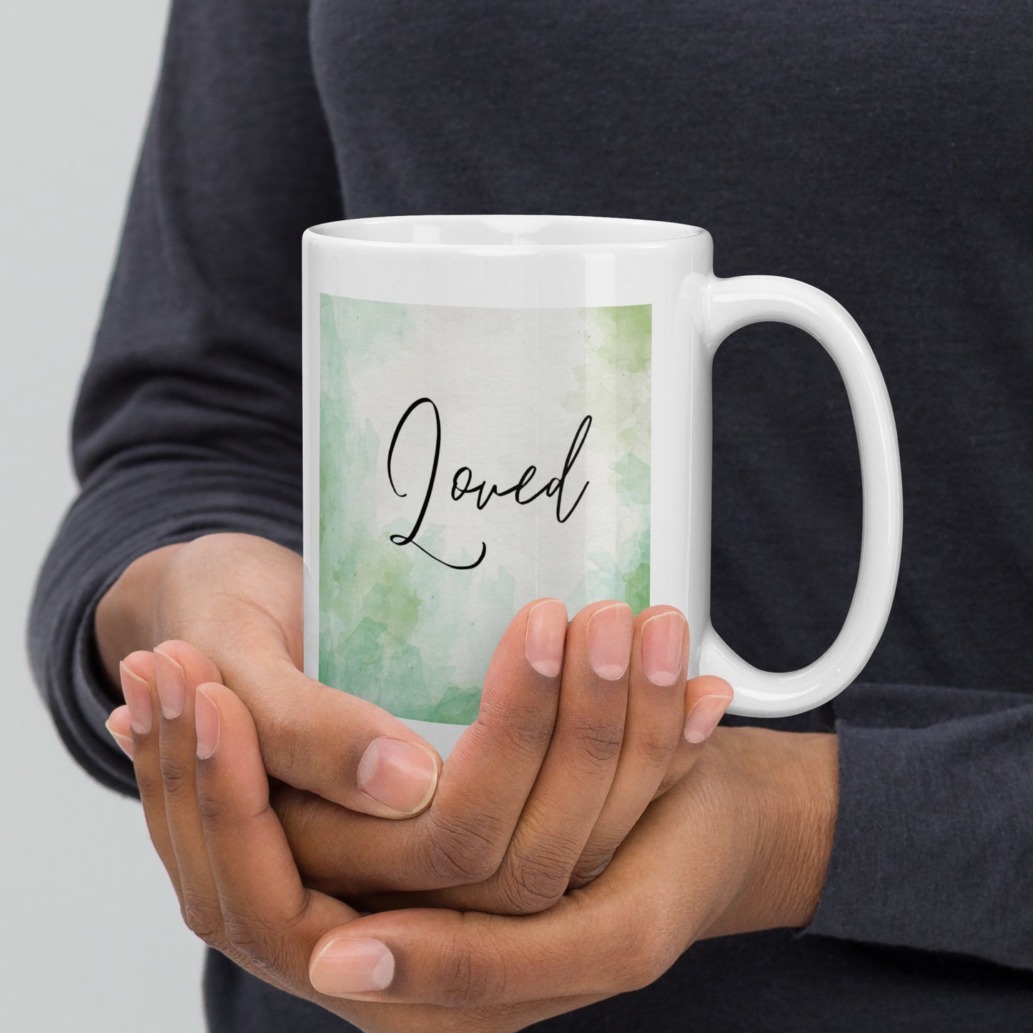 Loved, White Glossy Mug, Perfect for Coffee and Tea Lovers, Birthday Gift for Family and Friends