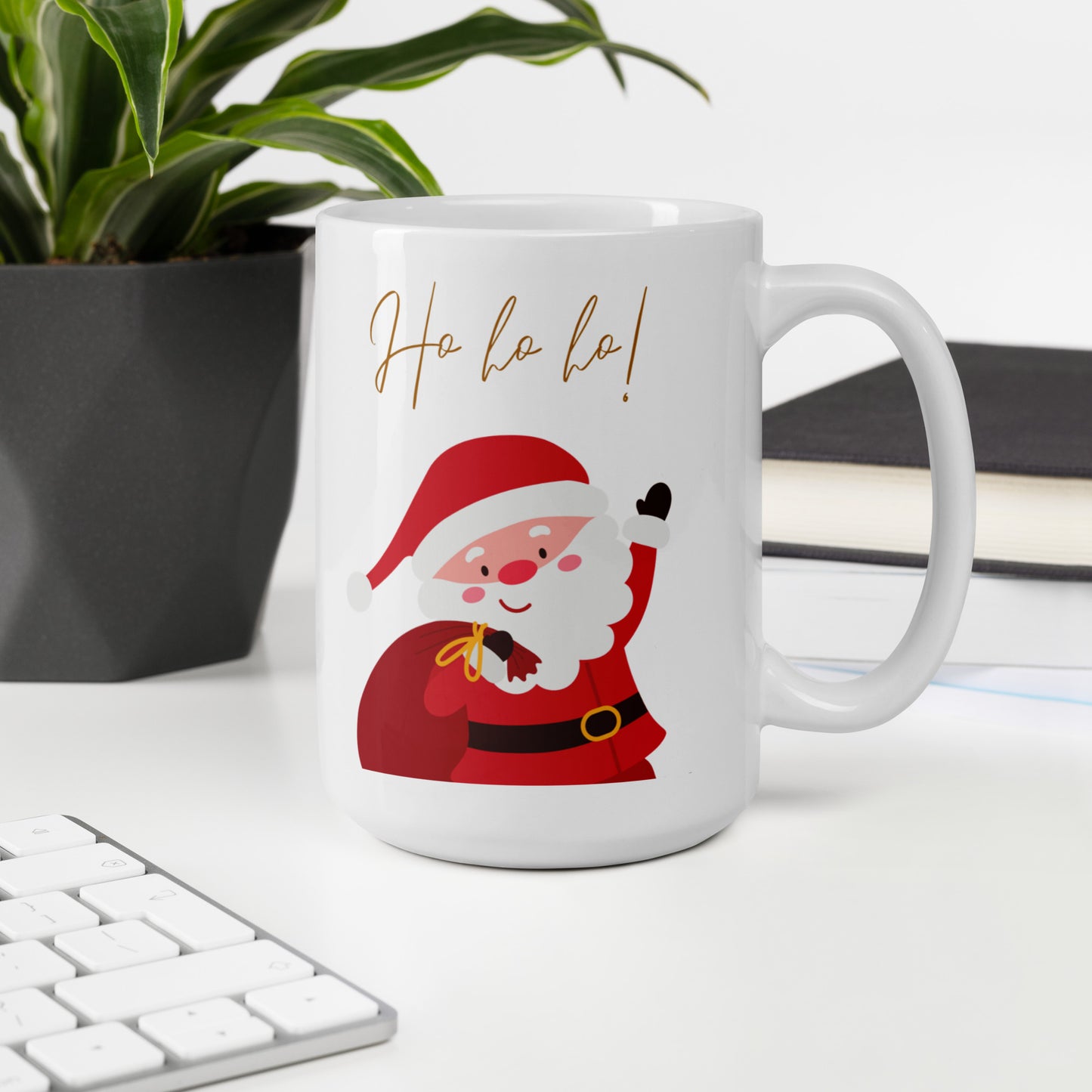 Ho ho ho Santa Claus White Glossy Mug 11oz, 15oz, 20oz, for Coffee and Tea Lovers, For Birthday, Thanksgiving and Christmas Gift Ideas
