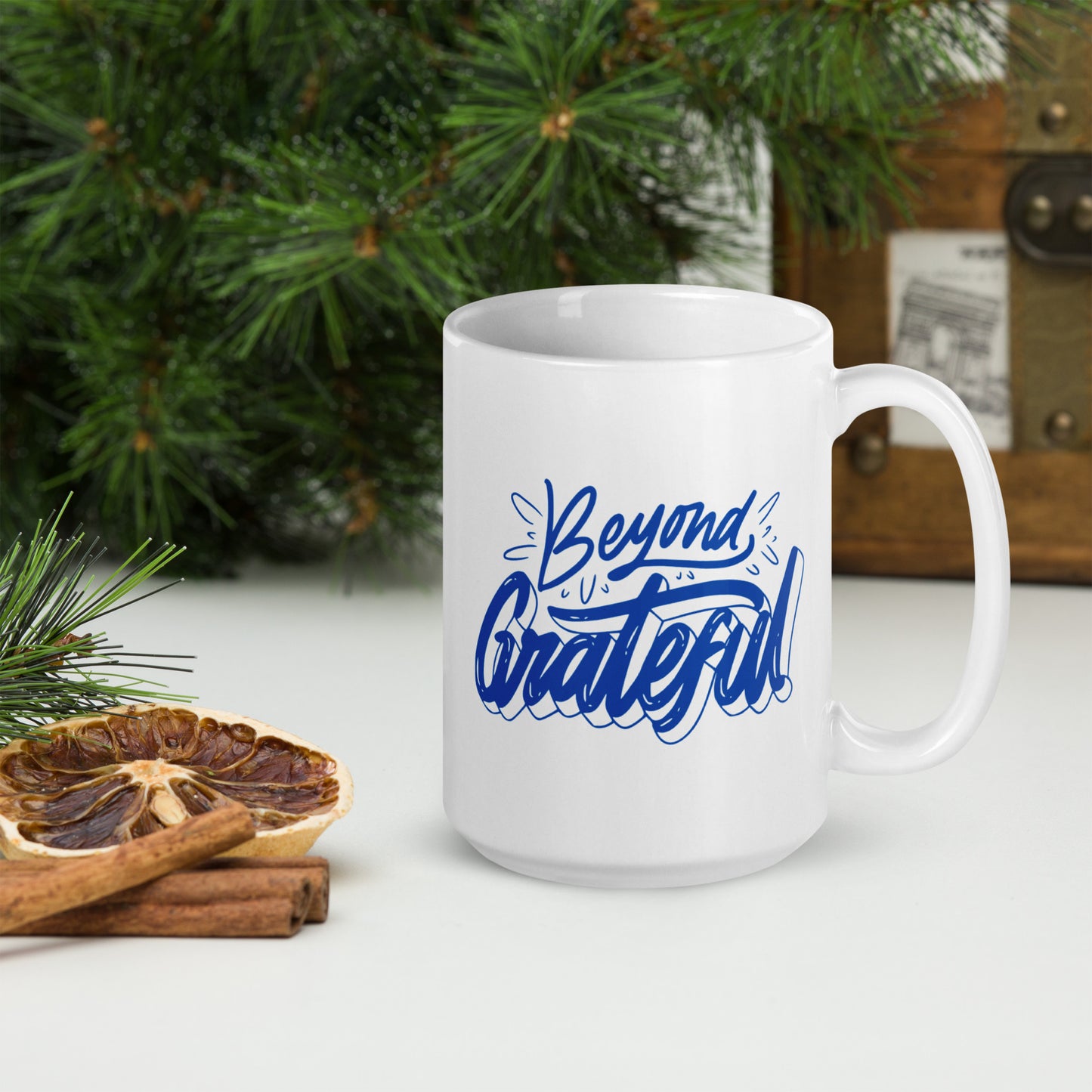 Beyond Grateful White glossy mug, 11oz, 15oz, 20oz, Perfect for Coffee and Tea Lovers, For Birthday, Thanksgiving and Christmas Gift
