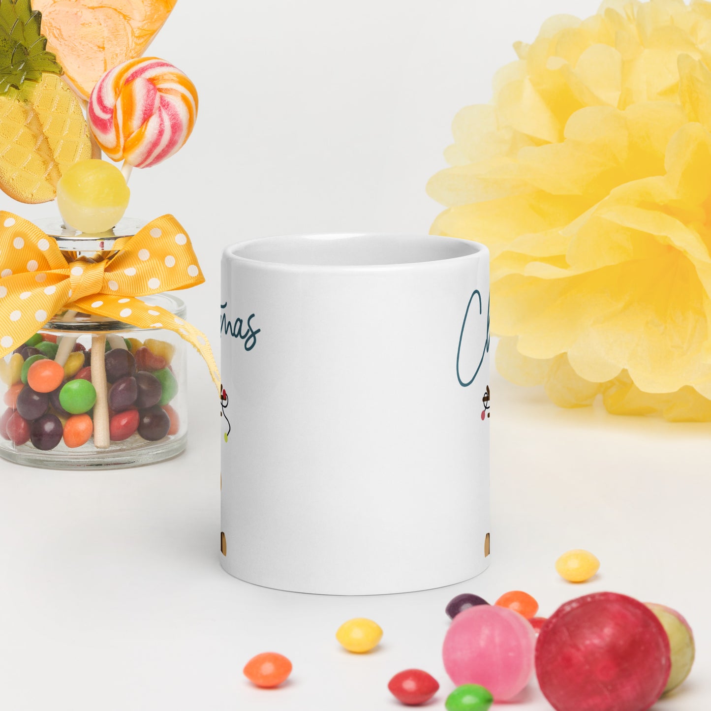 Merry Christmas Deer White Glossy Mug 11oz, 15oz, 20oz, for Coffee and Tea Lovers, For Birthday, Thanksgiving and Christmas Gift Ideas