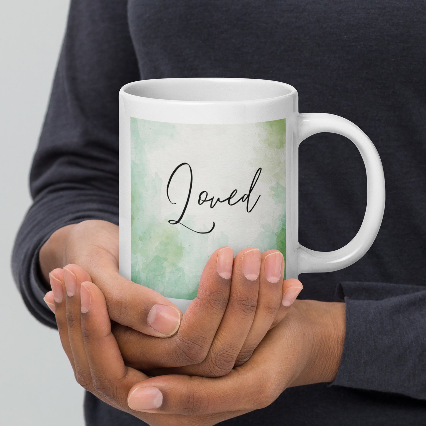 Loved, White Glossy Mug, Perfect for Coffee and Tea Lovers, Birthday Gift for Family and Friends