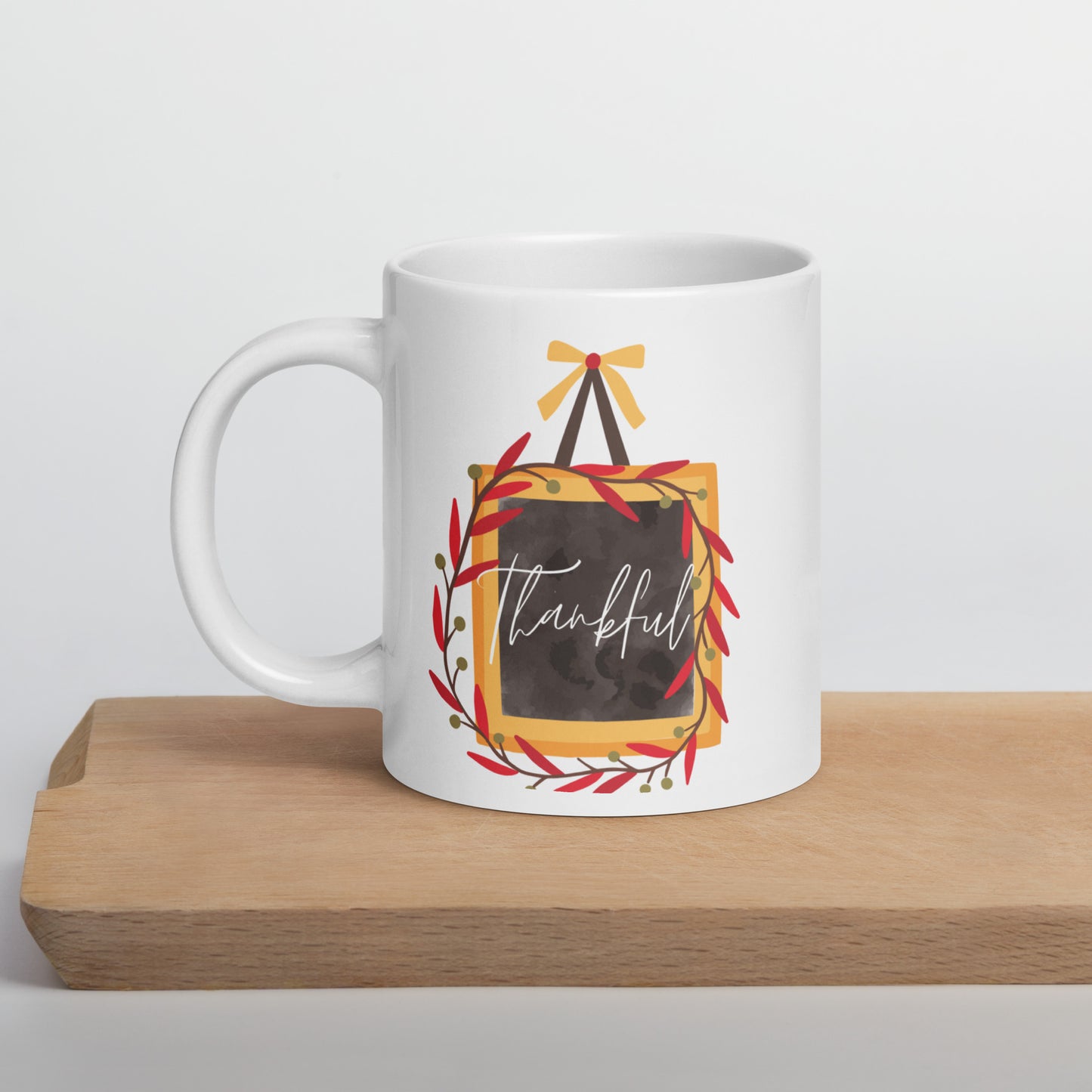 Thankful White glossy 11oz, 15oz, 20oz mug, Perfect for Birthday, Thanksgiving And Christmas Gift Idea for our Family and Friends