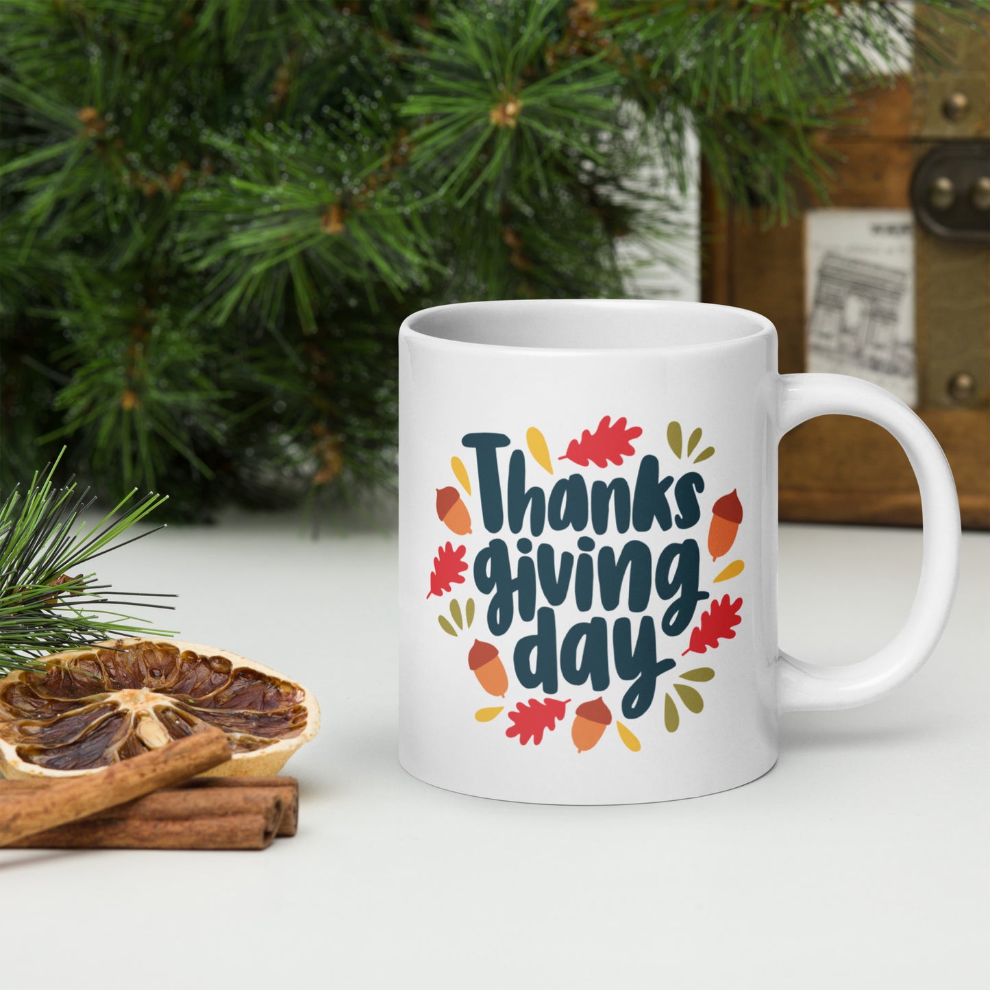 Thanksgiving Day White glossy 11oz, 15oz, 20oz Mug, Perfect for Coffee, Tea Lovers and Thanksgiving Day Gift Idea